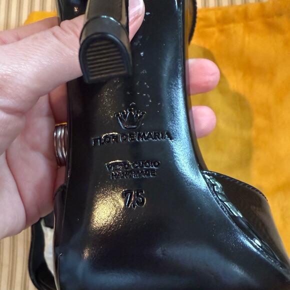 NEW Flor de Maria Sofia Black Patent Heeled Pumps with Crystal Embellishment - Picture 8 of 12